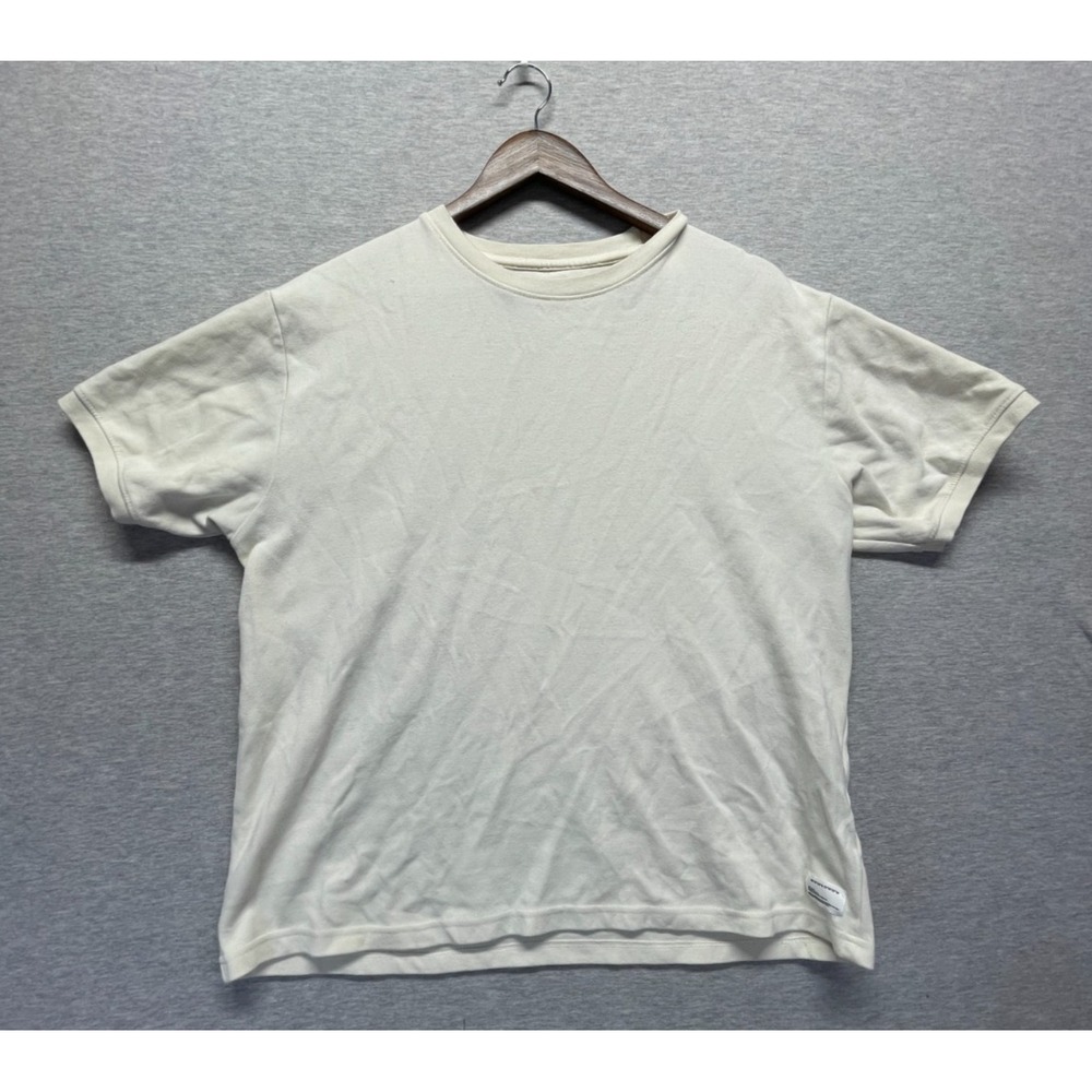 Encrypted Crew Neck T Shirt Mens XL Cream Cotton Short Sleeve Casual Streetwear